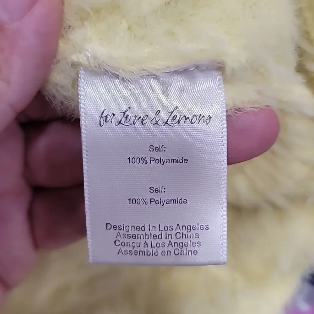 For Love And Lemons Devon Fuzzy Sleeveless Crop Top S Yellow NWT Mohair - Picture 9 of 11